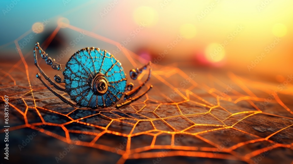 Poster a close up of a butterfly on a net. generative ai.