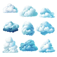 Selbstklebende Fototapeten 白い背景の様々な雲のアイコンセット  © ayame123