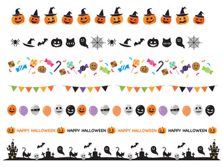 ハロウィンのガーランドと飾り罫セット