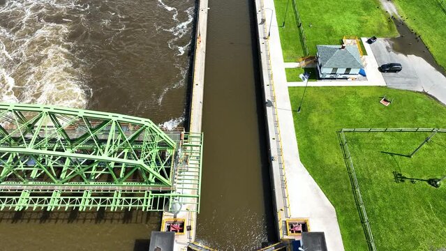 Bird's eye view of a loch on the river.