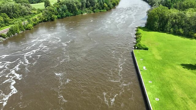 Dolly outward over the river.