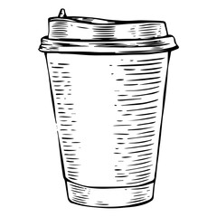 Takeaway coffee cup sketch illustration