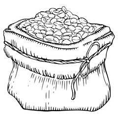 Coffee bean sack sketch illustration