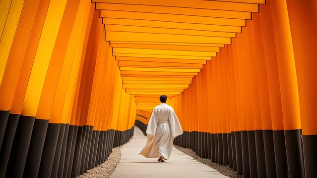 red wooden Tori Gate at Fushimi Inari Shrine in Kyoto