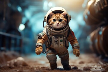 Fototapeta na wymiar Cat wearing like cosmonaut