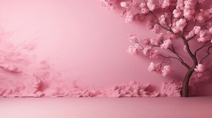 A Soft Pink Cherry Blossom Backdrop with Copy Space