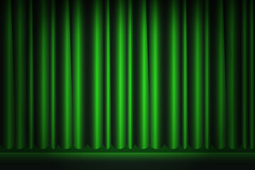 Green curtain background for Product Display 
