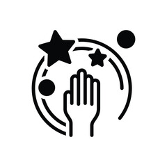 Black solid icon for reach 