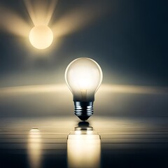 One lightbulb glows amidst a sea of shutdown light bulbs in a dark expanse.AI generated