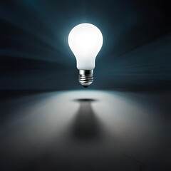 One lightbulb glows amidst a sea of shutdown light bulbs in a dark expanse.AI generated - obrazy, fototapety, plakaty