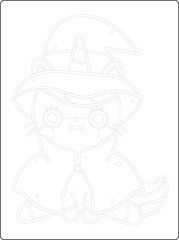 Halloween coloring pages for kids with hand drawn black color pumpkin sketch illustration