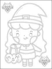 Halloween coloring pages for kids with hand drawn black color pumpkin sketch illustration