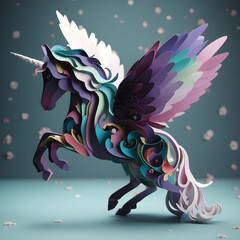 Obraz premium colorful unicorn paper art Generative AI