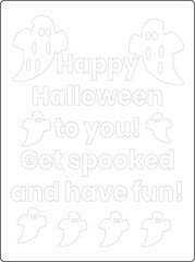 Halloween coloring pages for kids with hand drawn black color pumpkin sketch illustration