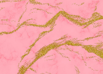 Pink marble with golden glitters