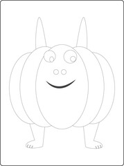 Halloween coloring pages for kids with hand drawn black color pumpkin sketch illustration