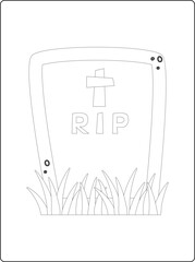 Halloween coloring pages for kids with hand drawn black color pumpkin sketch illustration