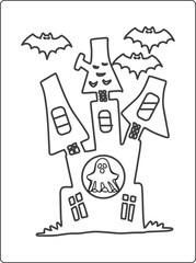 Obraz premium Halloween coloring pages for kids with hand drawn black color pumpkin sketch illustration