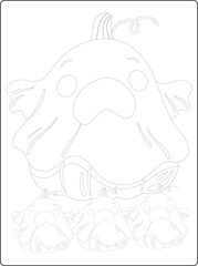 Halloween coloring pages for kids with hand drawn black color pumpkin sketch illustration