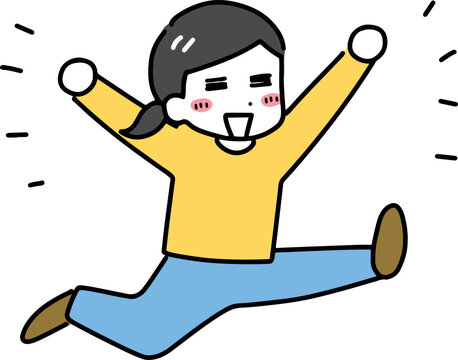 recommend clip art: ジャンプしている笑顔の私服女性
