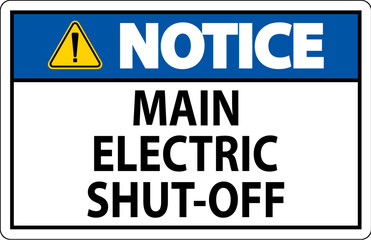 Notice Sign Main Electric Shut-Off