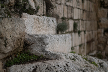 In the Ottoman-era wall around the Old City of Jerusalem, ancient stone steps dating back to the Roman era have been incorporated into the wall's construction.