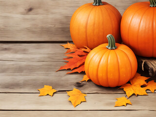Thanksgiving day or Autumn wood with stuff  pumpkin holiday background