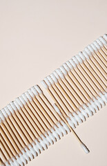 Bamboo ear sticks layout. Cotton swabs for sustainability lifestyles.