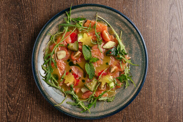 salmon carpaccio with citrus sauce