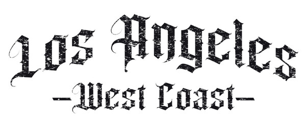Old gothic los angeles west coast slogan print with ancient font text for man and woman tee t shirt or sweatshirt
 - obrazy, fototapety, plakaty