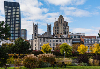 Vibrant skyline of downtown Montreal, Canada.
