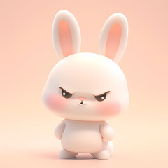 Cute little angry bunny with a funny expression