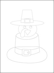 Thanksgiving coloring pages for kids with turkey and pumpkin black and white activity worksheet