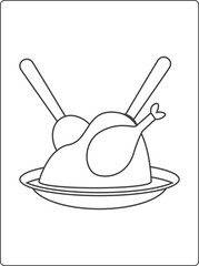 Thanksgiving coloring pages for kids with turkey and pumpkin black and white activity worksheet