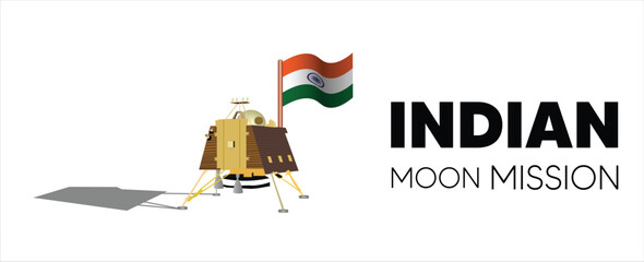 Indian Moon Mission Vikram Lander on white isolated © ArtDawn