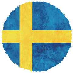 スウェーデン　国旗　水彩　円　アイコン
