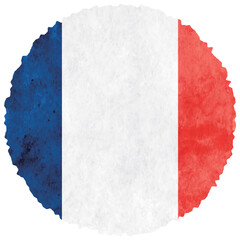 フランス　国旗　水彩　円　アイコン