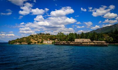 Fototapeta na wymiar View from Ohrid lake, North Macedonia