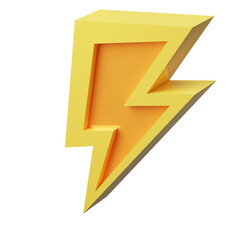 thunderbolt icon for flash sale or fast work concept. 3D rendering