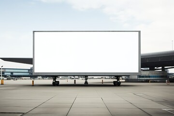 Blank billboard in airport at day. A airport Background with plane passengers