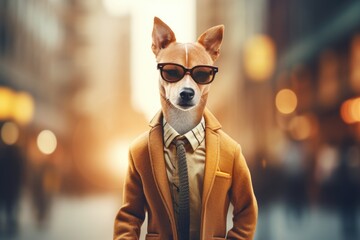 Cute dog wearing like insurance agent