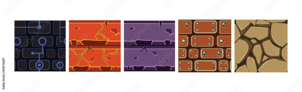 Poster textures for game platformers square icon vector set