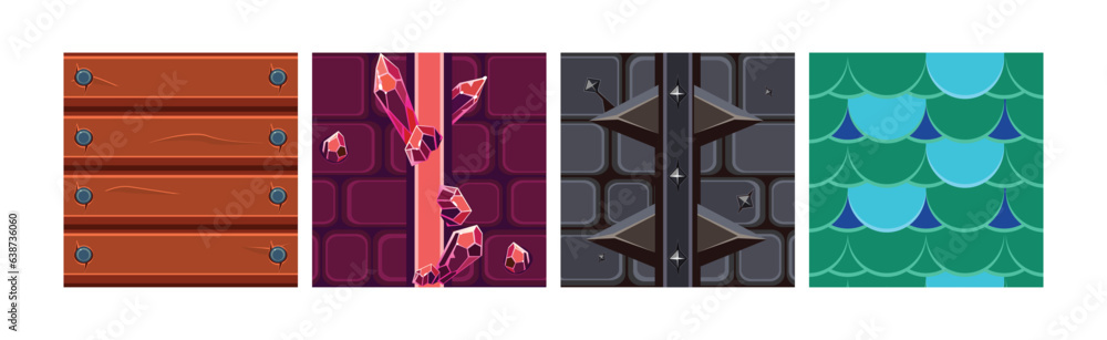 Poster textures for game platformers square icon vector set