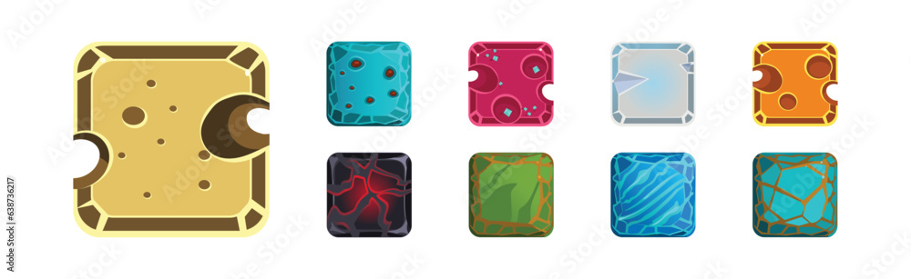 Poster square frame or button icon for app design vector set