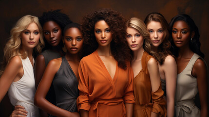 Fototapeta premium Photo of young attractive diverse women