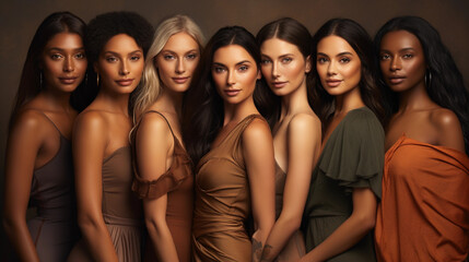 Obraz premium Photo of young attractive diverse women