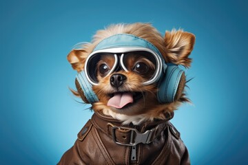 Cute dog wearing like pilot