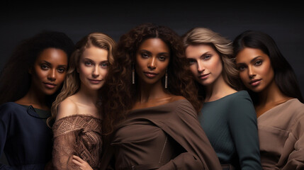 Fototapeta premium Photo of young attractive diverse women