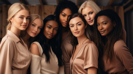 Obraz premium Photo of young attractive diverse women