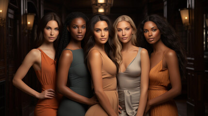 Obraz premium Photo of young attractive diverse women